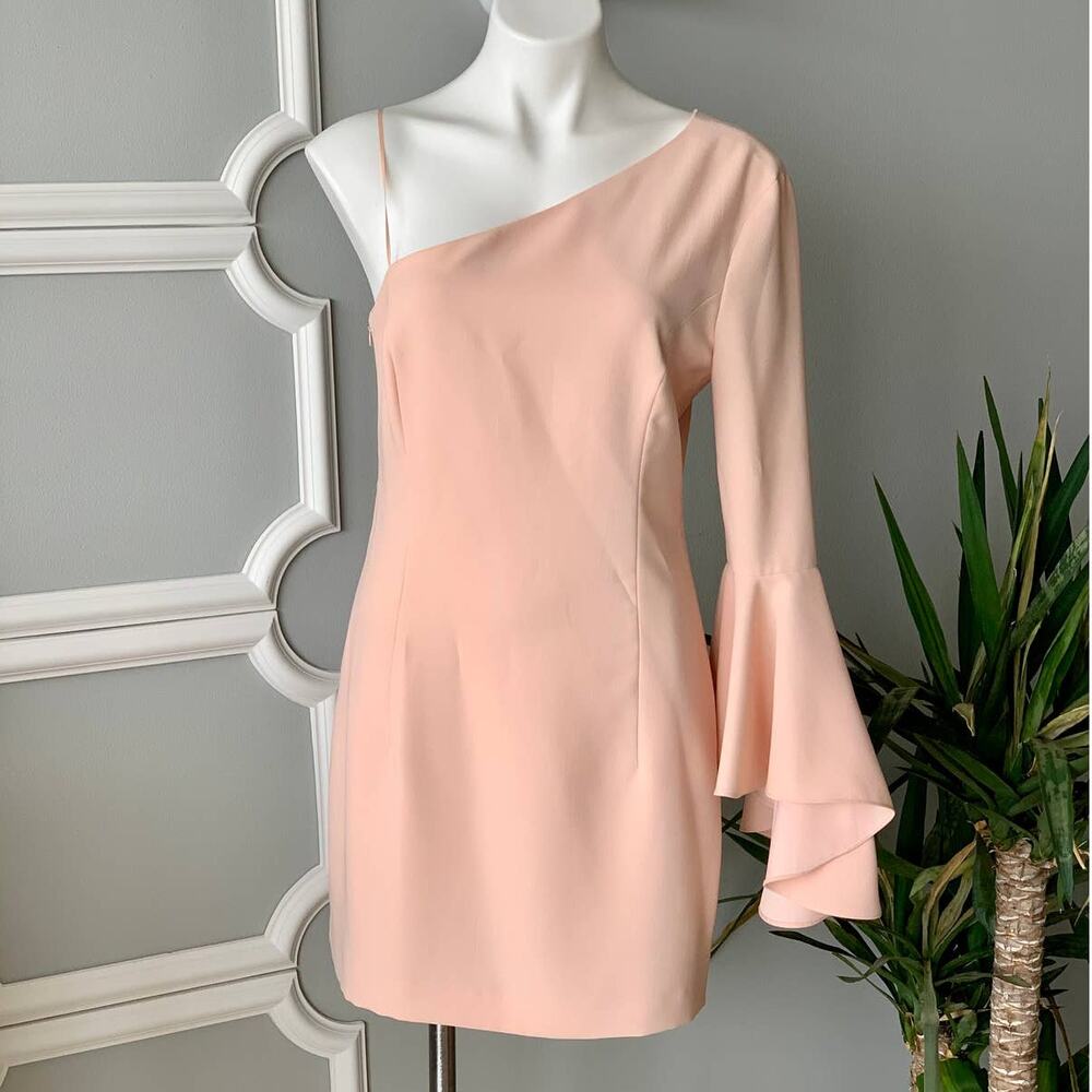Intermix One Shoulder Mini Dress in Pink Size Medium - Picture 11 of 12